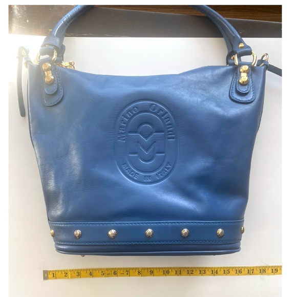 Marino Orlandi Blue Tote Bag with Gold Accents - Picture 10 of 16